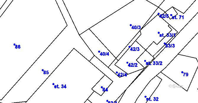 Parcela st. 40/4 v KÚ Trhonice, Katastrální mapa
