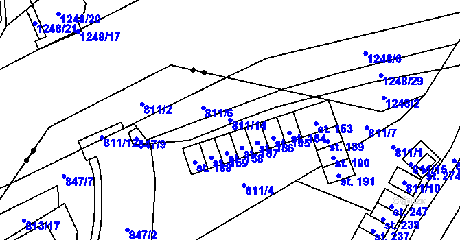 Parcela st. 811/14 v KÚ Trhonice, Katastrální mapa