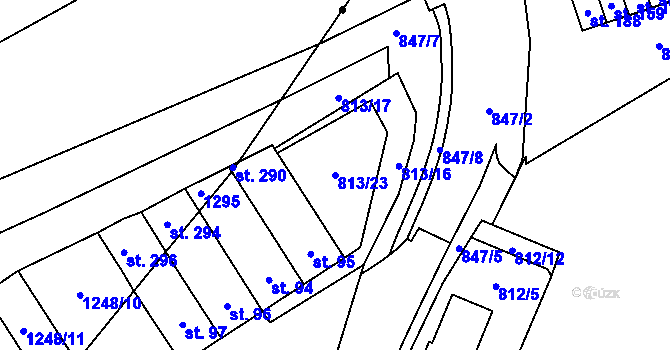 Parcela st. 813/23 v KÚ Trhonice, Katastrální mapa