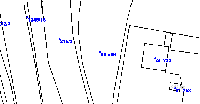 Parcela st. 815/19 v KÚ Trhonice, Katastrální mapa