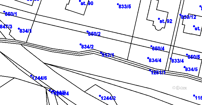 Parcela st. 912/1 v KÚ Trhonice, Katastrální mapa