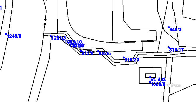 Parcela st. 912/5 v KÚ Trhonice, Katastrální mapa