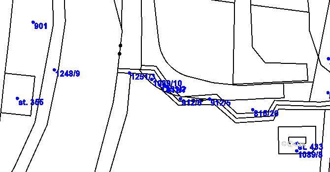 Parcela st. 912/7 v KÚ Trhonice, Katastrální mapa