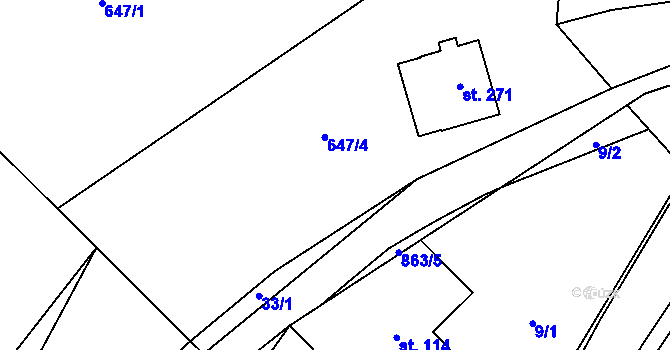 Parcela st. 34/1 v KÚ Trhonice, Katastrální mapa
