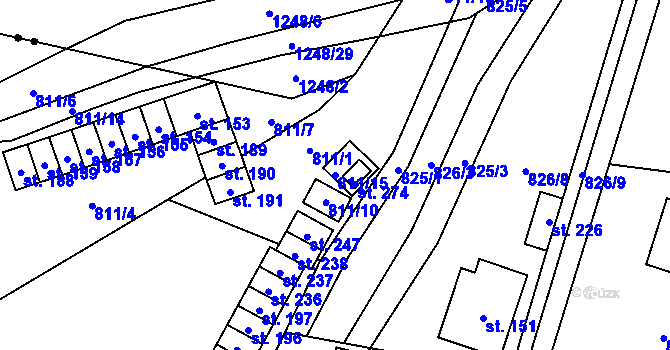 Parcela st. 811/15 v KÚ Trhonice, Katastrální mapa