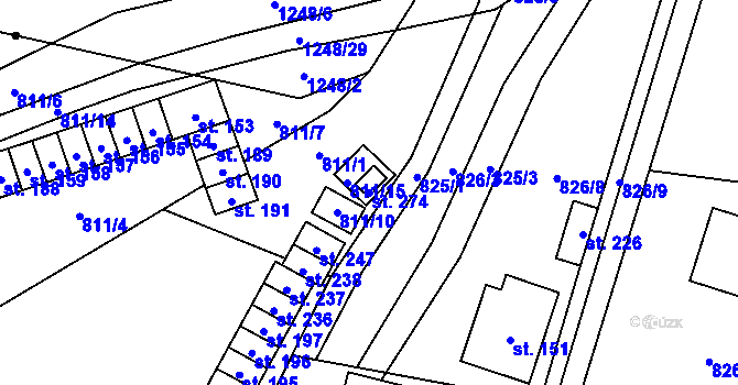 Parcela st. 274 v KÚ Trhonice, Katastrální mapa