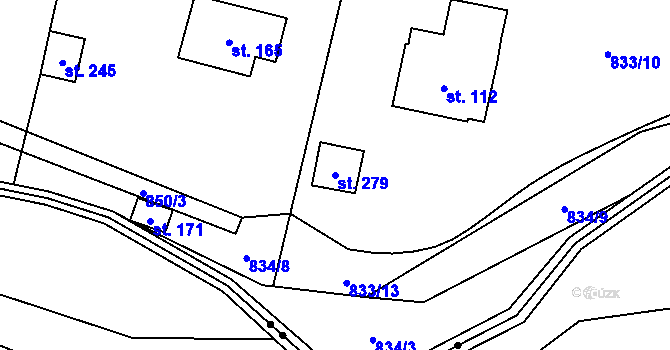 Parcela st. 279 v KÚ Trhonice, Katastrální mapa