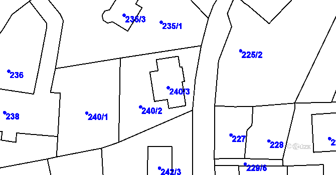 Parcela st. 240/3 v KÚ Jinačovice, Katastrální mapa