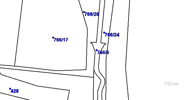 Parcela st. 766/5 v KÚ Jinačovice, Katastrální mapa