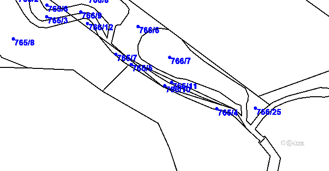 Parcela st. 766/10 v KÚ Jinačovice, Katastrální mapa