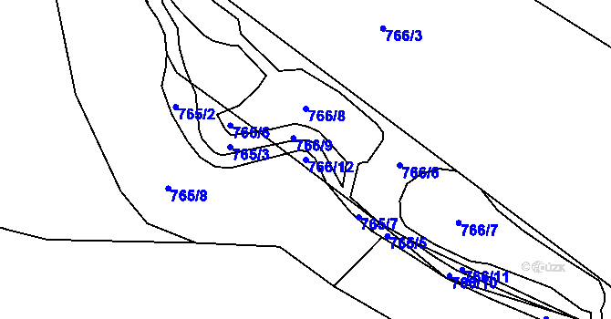 Parcela st. 766/12 v KÚ Jinačovice, Katastrální mapa