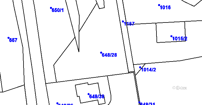Parcela st. 648/28 v KÚ Jinačovice, Katastrální mapa