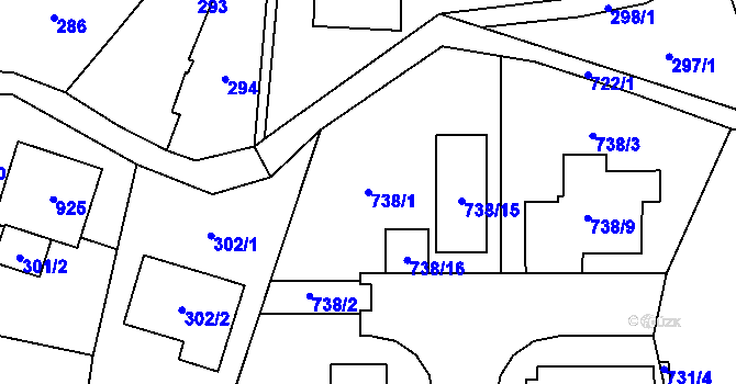 Parcela st. 738/1 v KÚ Jinačovice, Katastrální mapa