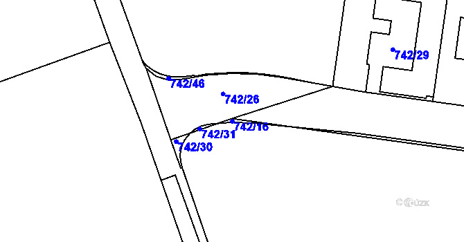 Parcela st. 742/16 v KÚ Jinačovice, Katastrální mapa