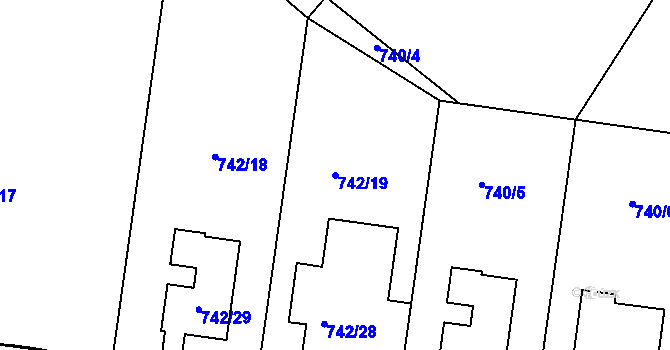 Parcela st. 742/19 v KÚ Jinačovice, Katastrální mapa