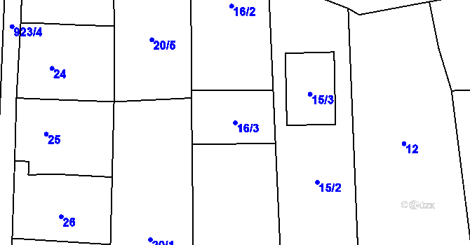 Parcela st. 16/3 v KÚ Jinačovice, Katastrální mapa