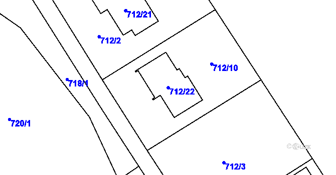 Parcela st. 712/22 v KÚ Jinačovice, Katastrální mapa