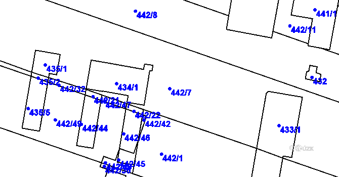 Parcela st. 442/7 v KÚ Jinačovice, Katastrální mapa