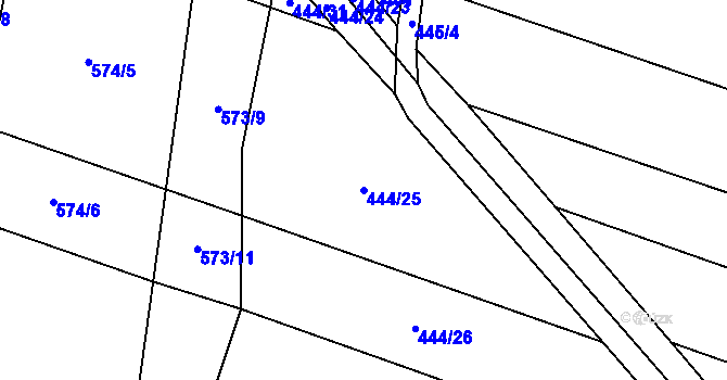 Parcela st. 444/25 v KÚ Jinačovice, Katastrální mapa