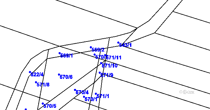 Parcela st. 571/11 v KÚ Jinačovice, Katastrální mapa