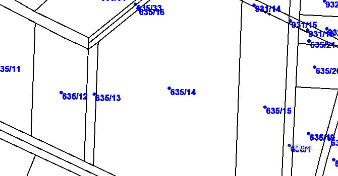 Parcela st. 635/14 v KÚ Jinačovice, Katastrální mapa