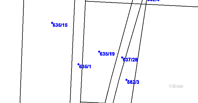 Parcela st. 635/19 v KÚ Jinačovice, Katastrální mapa