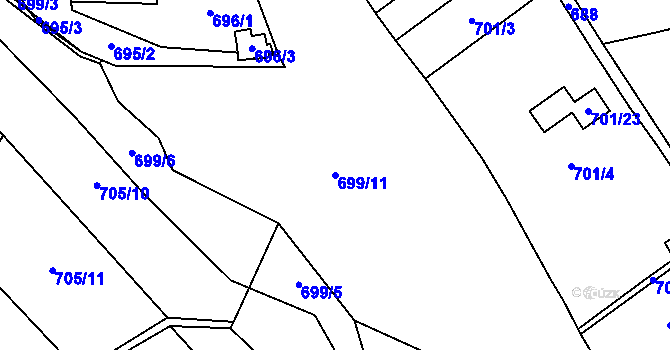 Parcela st. 699/11 v KÚ Jinačovice, Katastrální mapa