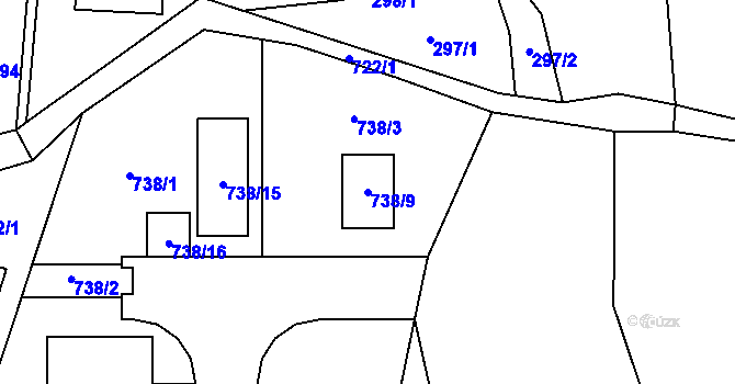 Parcela st. 738/9 v KÚ Jinačovice, Katastrální mapa