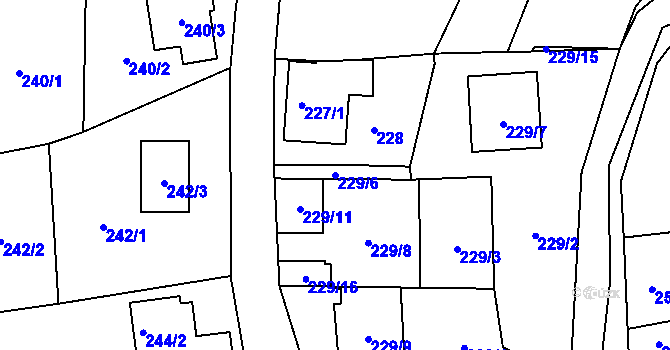 Parcela st. 229/6 v KÚ Jinačovice, Katastrální mapa