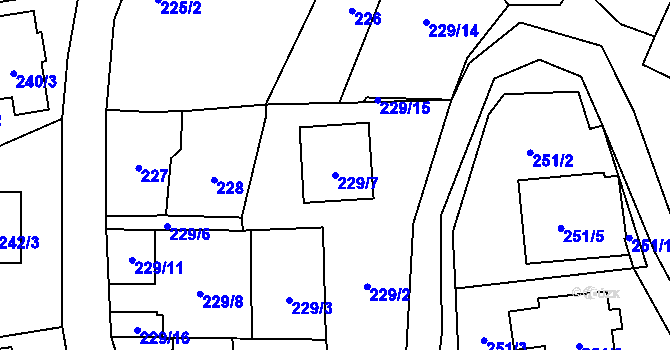 Parcela st. 229/7 v KÚ Jinačovice, Katastrální mapa