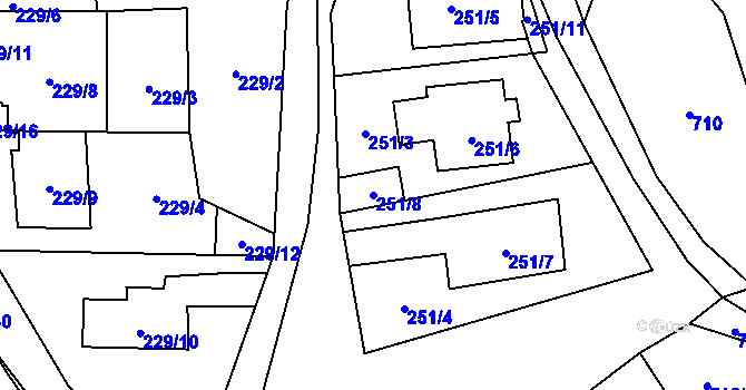 Parcela st. 251/8 v KÚ Jinačovice, Katastrální mapa