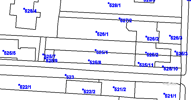 Parcela st. 525/1 v KÚ Jinačovice, Katastrální mapa