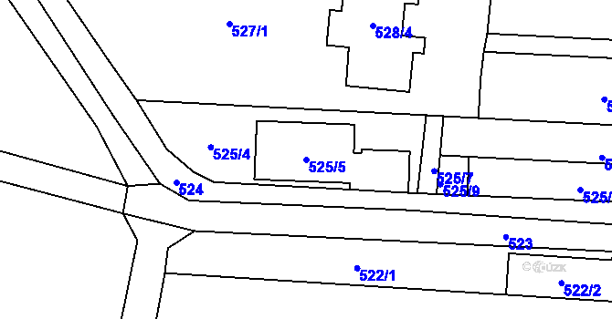 Parcela st. 525/5 v KÚ Jinačovice, Katastrální mapa