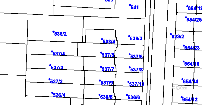 Parcela st. 537/5 v KÚ Jinačovice, Katastrální mapa