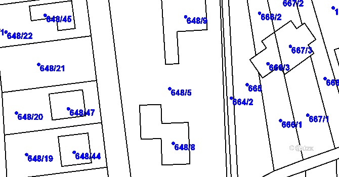 Parcela st. 648/5 v KÚ Jinačovice, Katastrální mapa