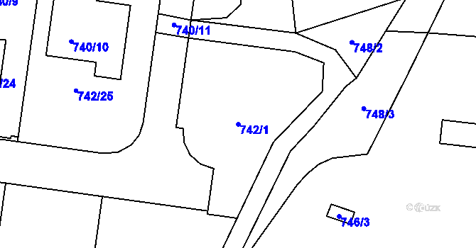 Parcela st. 742/1 v KÚ Jinačovice, Katastrální mapa