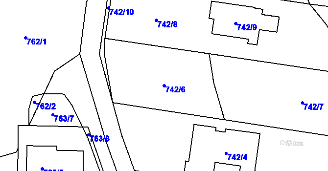 Parcela st. 742/6 v KÚ Jinačovice, Katastrální mapa