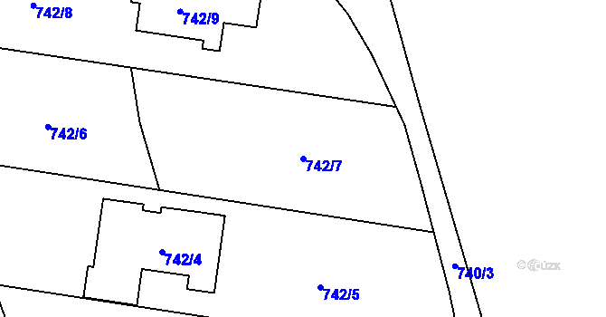 Parcela st. 742/7 v KÚ Jinačovice, Katastrální mapa