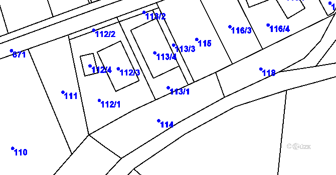 Parcela st. 113/1 v KÚ Jinačovice, Katastrální mapa