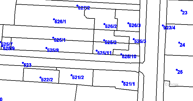 Parcela st. 525/11 v KÚ Jinačovice, Katastrální mapa