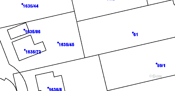 Parcela st. 62 v KÚ Jince, Katastrální mapa