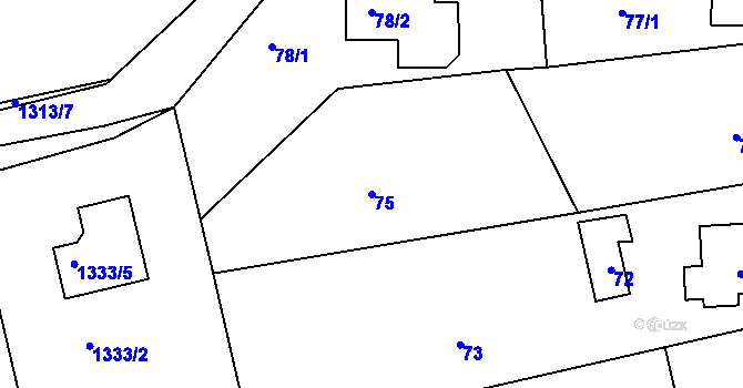 Parcela st. 75 v KÚ Jince, Katastrální mapa