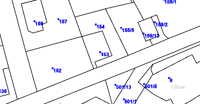 Parcela st. 153 v KÚ Jince, Katastrální mapa