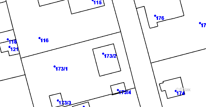 Parcela st. 173/2 v KÚ Jince, Katastrální mapa