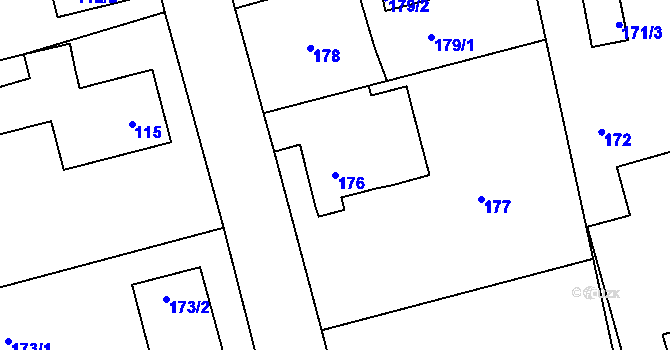 Parcela st. 176 v KÚ Jince, Katastrální mapa