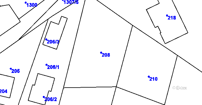 Parcela st. 208 v KÚ Jince, Katastrální mapa