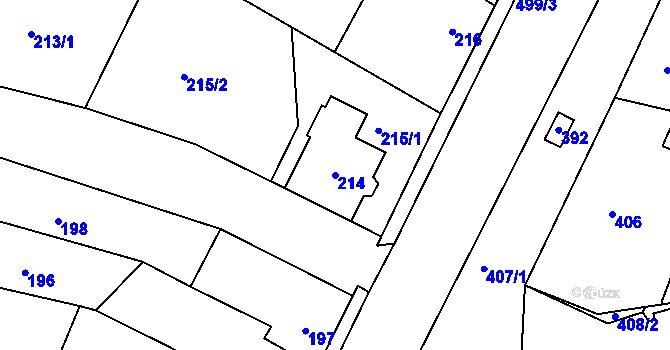 Parcela st. 214 v KÚ Jince, Katastrální mapa