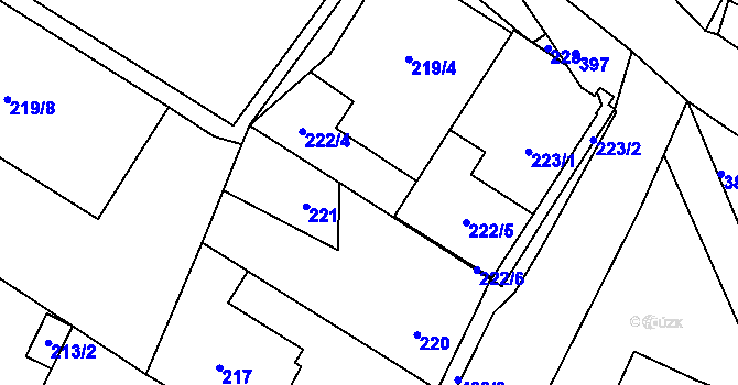 Parcela st. 222 v KÚ Jince, Katastrální mapa