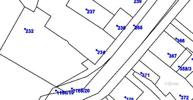 Parcela st. 234 v KÚ Jince, Katastrální mapa