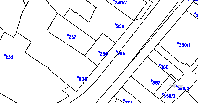 Parcela st. 236 v KÚ Jince, Katastrální mapa
